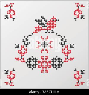 Ornement ethnique traditionnel sur carrelage carré avec broderie du sud de l'Ukraine et motif d'art de perles Illustration de Vecteur