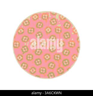 Un design circulaire avec un motif délicat de fleurs dans des tons rose, vert et beige, créant un look ludique et artistique. Art classique avec une touche moderne réinventé par Artotop, transformé les tissus français, première moitié du XIXe siècle Banque D'Images