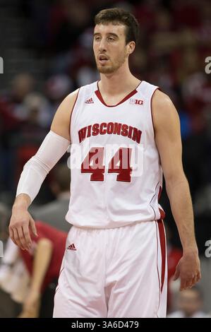 7 février 2015 : L'attaquant Frank Kaminsky #44 des Badgers du Wisconsin lors du match de basket-ball de la NCAA entre les Badgers du Wisconsin et les Wildcats du Nord-Ouest au Kohl Center de Madison, WISCONSIN. Le Wisconsin bat le Nord-Ouest 65-50. John Fisher/CSM(image crédit : © John Fisher/Cal Sport Media/ZUMAPRESS.com) Banque D'Images
