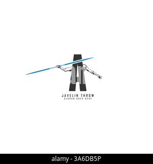 Lettre A logo Athlete Javelin. Alphabet Une icône Javelin Thrower Design Illustration de Vecteur