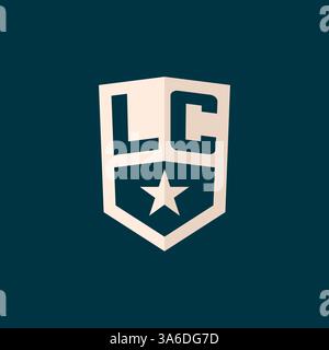 Logo LC initial symbole de bouclier d'étoile avec graphique vectoriel de conception simple Illustration de Vecteur