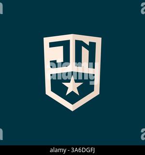 Symbole de bouclier d'étoile de logo JN initial avec graphique vectoriel de conception simple Illustration de Vecteur