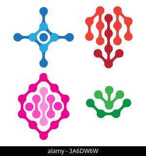 Jeu de points Vector Metaball Connect. Chaîne moléculaire. Formes de cercle. Points géométriques abstraits. Morphing Blob pour motif, autocollant, badge, affiche, Web Design Illustration de Vecteur