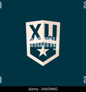 Logo XW initial symbole de bouclier d'étoile avec graphique vectoriel de conception simple Illustration de Vecteur