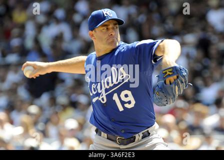 17 août 2008 - Brian Bannister, lanceur des Kansas City Royals, affronte les Yankees de New York le dimanche 17 août 2008 au Yankee Stadium du Bronx, New York. Les Yankees ont gagné 15-6. (David L. Pokress/Newsday/MCT) (image de crédit : © David L. Pokress/MCT/ZUMAPRESS.com) Banque D'Images