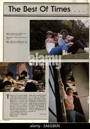 L'Annuaire 'Breck Mustang' de 1986 documente les élèves, les enseignants, les équipes sportives, les clubs et les événements scolaires de l'année scolaire 1985-1986-1998, conservés dans les archives de la bibliothèque du comté de Hennepin. Banque D'Images