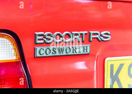 Bristol , Royaume-Uni - 8 octobre 2023 : Ford Escort Cosworth sur l'affichage au salon de l'automobile. Banque D'Images