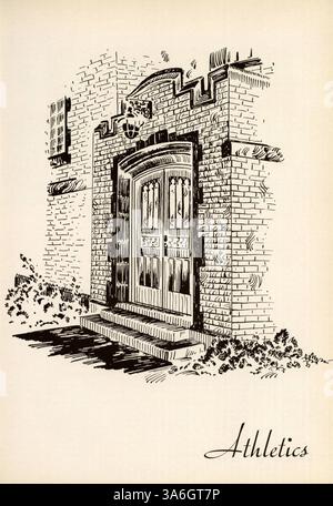L'édition 1942 de l'annuaire Call-O'-Pan de Blake met en lumière les portraits d'étudiants, l'athlétisme, les professeurs, les clubs et les événements importants de l'année universitaire 1941-1942. Banque D'Images