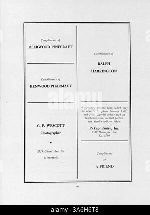 Cette édition 1947 de l’annuaire Tatler met en lumière les étudiants, les enseignants, les événements sportifs et les activités du club qui ont défini l’année scolaire 1946-1947 au Northrop Collegiate. Banque D'Images