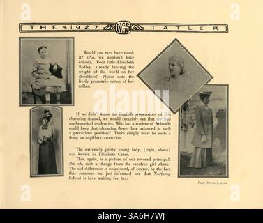 Cet annuaire Tatler 1927 de la Northrop Collegiate School documente les élèves, les enseignants, les clubs, l'athlétisme et les événements de l'année scolaire 1926-1927. Banque D'Images