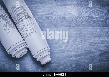 Copyspace image avec plans roulés blancs Banque D'Images