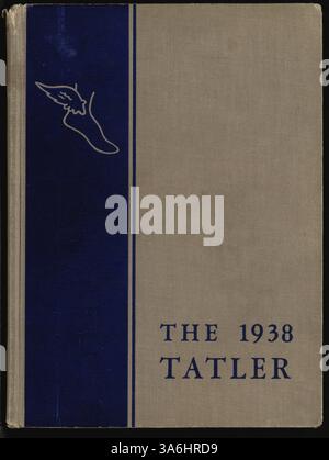 Cet annuaire de 1938, « The Tatler », de la Northrop Collegiate School, décrit les activités de l'école, y compris les réalisations des étudiants, les événements sportifs et les contributions des professeurs au cours de l'année scolaire 1937-1938-1998. Banque D'Images