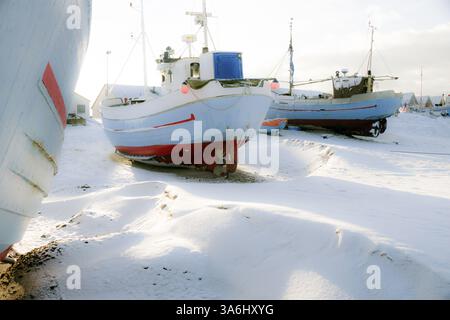 Bateau de pêche sur la plage au Danemark Banque D'Images