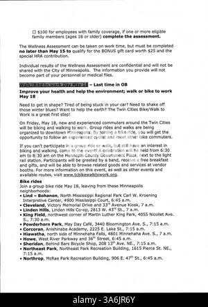 L'édition 2007 du bulletin officiel de la bibliothèque publique de Minneapolis tient les employés informés avec des mises à jour hebdomadaires sur les changements organisationnels, les programmes et les événements de la bibliothèque. Banque D'Images