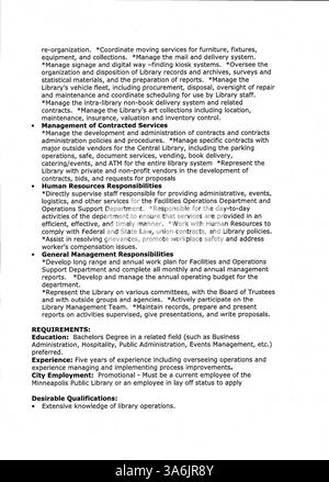 L'édition 2007 du Bulletin officiel de la Bibliothèque publique de Minneapolis offre des mises à jour sur les événements, les programmes et les changements au sein du système de bibliothèque, en tenant le personnel informé. Banque D'Images