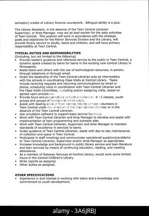 Cette édition 2007 du bulletin officiel de la bibliothèque publique de Minneapolis fournit des mises à jour hebdomadaires aux employés de la bibliothèque du comté de Hennepin sur les opérations, les services et les nouvelles relatives au personnel de la bibliothèque. Banque D'Images