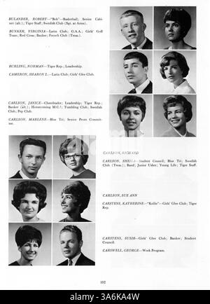 L'annuaire 1964 South High 'Tiger' reflète le corps étudiant de l'école, les enseignants, l'athlétisme, les clubs et les événements importants de l'année scolaire 1963-1964, mettant en évidence l'histoire afro-américaine et son influence. Banque D'Images