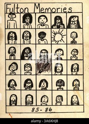 Cet annuaire de l'école élémentaire Fulton documente les élèves, les enseignants et les événements importants de l'année scolaire 1985-1986-1998, offrant un aperçu de la vie scolaire pendant cette période. Banque D'Images