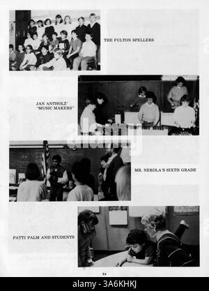 Le Fulton Elementary Yearbook de 1986 documente l'année scolaire 1985-1986 en mettant en évidence les élèves, les professeurs et les activités scolaires importantes. Banque D'Images