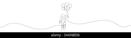 Fond de vecteur d'icône cosmonaute d'une ligne. Icône Spaceman. Contour continu d'un homme dans une icône de combinaison spatiale. Illustration de Vecteur