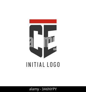 Logo eSport initial ce avec graphique vectoriel de style de conception de bouclier simple Illustration de Vecteur