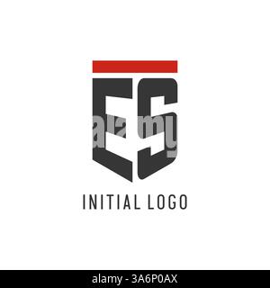 Logo eSport initial ES avec graphisme vectoriel de style bouclier simple Illustration de Vecteur