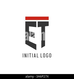 Logo eSport initial ET avec graphisme vectoriel de style bouclier simple Illustration de Vecteur