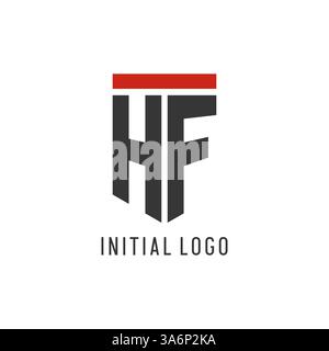 Logo eSport initial HF avec graphisme vectoriel de style Shield simple Illustration de Vecteur