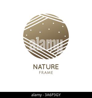 Cadre géométrique abstrait de style linéaire. Modèle de logo flocon de neige. Icône minimaliste ronde vectorielle avec espace pour la conception d'entreprise, carte festive Illustration de Vecteur