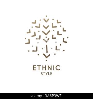 Logo végétal abstrait. Emblème rond fleur un cercle dans un style linéaire. Badge de motif vectoriel pour la conception de produit naturel Illustration de Vecteur