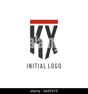 Logo eSport initial KX avec graphisme vectoriel de style bouclier simple Illustration de Vecteur