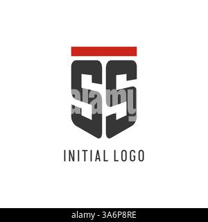 Logo eSport initial SS avec graphisme vectoriel de style bouclier simple Illustration de Vecteur