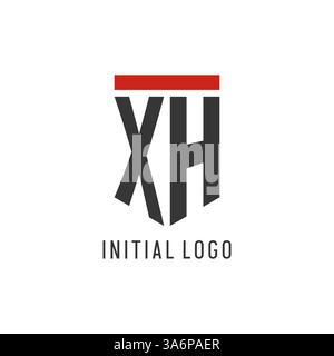 Logo eSport initial XH avec graphisme vectoriel de style bouclier simple Illustration de Vecteur