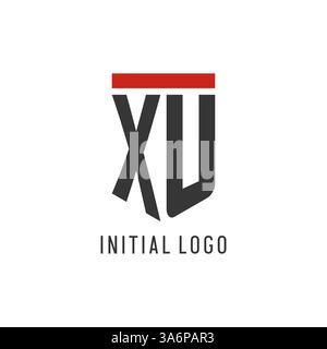 Logo eSport initial XU avec graphique vectoriel de style de conception de bouclier simple Illustration de Vecteur