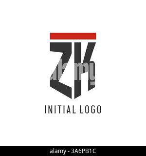 Logo eSport initial ZK avec graphique vectoriel de style de conception de bouclier simple Illustration de Vecteur