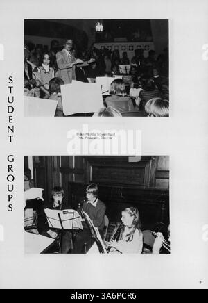 Le Blake Middle School Yearbook 1980 met en lumière les activités, les sports, les clubs et les portraits des élèves et des enseignants de l'année scolaire 1979-1980 dans le comté de Hennepin. Banque D'Images