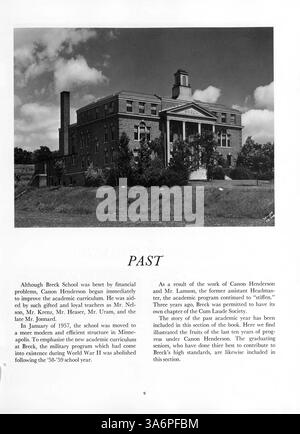 Le Mustang Yearbook 1963 de l'école Breck fournit un compte rendu détaillé de l'année scolaire, présentant les étudiants, les professeurs, les équipes sportives et les activités parascolaires de 1962 à 1963. Banque D'Images
