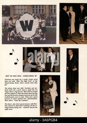 Cette édition du West High Yearbook 1981, The Hesperian, présente les élèves, les enseignants, l'athlétisme, et les clubs scolaires de l'année scolaire 1980-1981. Banque D'Images
