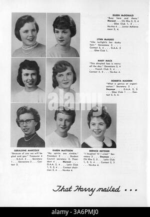Cet annuaire Dayesye 1959 de la formation Margaret's Academy présente un aperçu des étudiants, des professeurs, des équipes sportives, des clubs et des événements de l'année scolaire 1958-1959 de l'école. Banque D'Images