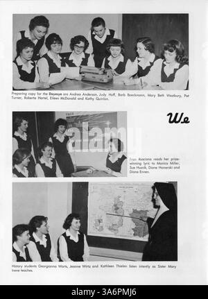 L'annuaire Dayesye 1959 de l'Académie de la Margaret's répertorie les étudiants, les enseignants, les équipes sportives, les clubs et les événements de l'année scolaire 1958-1959 dans le comté de Hennepin. Banque D'Images
