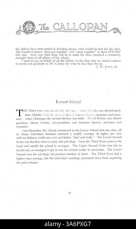 Ce Blake Yearbook 1917, The Callopan, présente les étudiants de l’école, leurs activités académiques et parascolaires, ainsi que les professeurs et les événements, de l’année scolaire 1916-1917. Banque D'Images