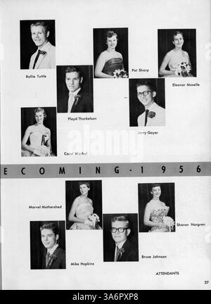 Cet annuaire du lycée, « Cardinal » 1957, reflète l'année scolaire 1956-1957 à la Marshall High School, documentant les élèves, les enseignants, les clubs et l'athlétisme. Banque D'Images