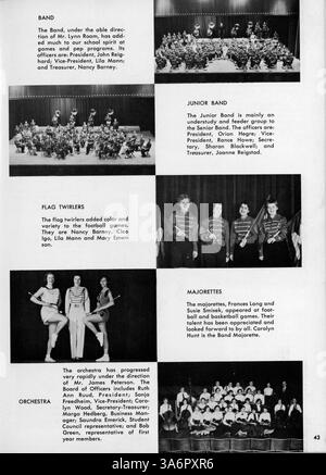 L’annuaire « Cardinal » de la Marshall High School pour 1957 commémore les faits saillants académiques, sportifs et parascolaires de l’année scolaire 1956-1957. Banque D'Images