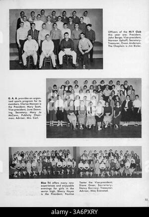 L'annuaire « Cardinal » de la Marshall High School de 1957 présente les réalisations des étudiants, des professeurs, des équipes sportives et des clubs au cours de l'année scolaire 1956-1957/09. Banque D'Images