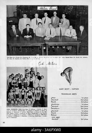 L'annuaire « Cardinal » de la Marshall High School pour 1957 documente la vie académique et parascolaire des étudiants, des clubs, de l'athlétisme et des événements de l'année scolaire 1956-1957. Banque D'Images