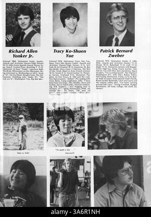 Cet annuaire 1982 de Breck Mustang offre un dossier complet de l'année scolaire 1981-1982, y compris les profils des étudiants et des professeurs, les faits saillants des équipes sportives, des clubs et d'autres événements importants à l'école Breck. Banque D'Images