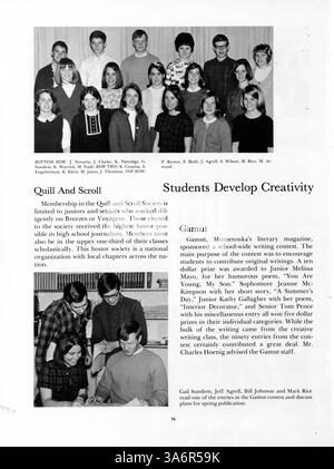 L'annuaire 'Voyageur' 1966 de Minnetonka High School offre un aperçu de l'année scolaire 1965-1966 en mettant l'accent sur la vie étudiante, les clubs scolaires, l'athlétisme et les contributions des professeurs. Banque D'Images