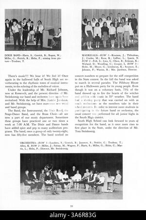 Tiger Yearbook 1964 de South High School met en lumière les aspects clés de la vie étudiante, y compris l'athlétisme, les universitaires et les clubs. L'annuaire met également en lumière les contributions des étudiants afro-américains au cours de l'année scolaire 1963-1964/09. Banque D'Images