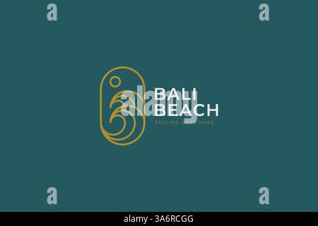 Design élégant du logo Bali Beach avec des éléments Wave minimalistes Illustration de Vecteur