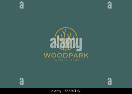 Wood Park logo Elegant nature Tree Design Tranquil Premium Brand Identity Illustration de Vecteur
